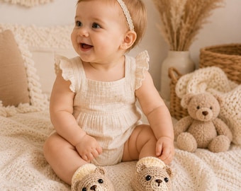 Bear Baby Booties Crochet Pattern PDF, Amigurumi Newborn Slippers, Baby Shoes, Instant Download Baby Shower Gift