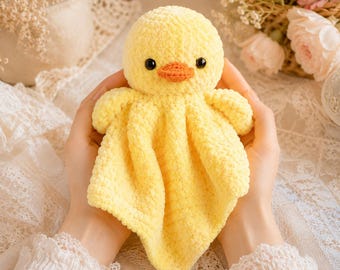 No-Sew Plush Duck Lovey Crochet Pattern PDF (English) | Quick Bulky Amigurumi Mini Snuggle Buddy | Easter Duckling