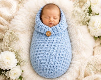 Crochet Baby Cocoon Pattern PDF – Easy Newborn Swaddle/Sleeping Bag, Photo Prop, Instant Download Tutorial