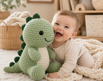 Jumbo Chubby Dino Crochet Pattern - Cute Amigurumi Dinosaur Plush Toy, Beginner Friendly PDF, Instant Download