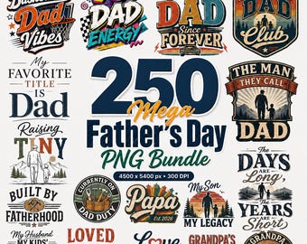 250 Vatertag Mega PNG Bündel | Lustige Papa-Zitate, Bester Papa aller Zeiten, Papa Saurus, Rad Papa, Geschenk für Papa Sublimationsentwürfe