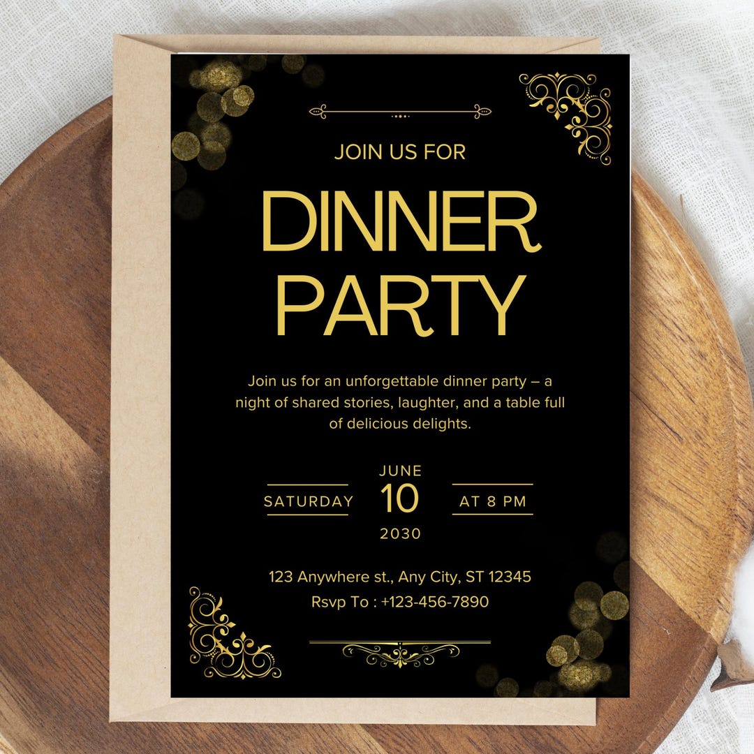 Simple Dinner Invite Minimalist Dinner Party Invitation Template, Editable in Canva, Modern ...