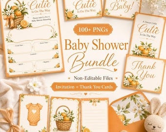 100 Baby Shower Invitation Bundle, Non Editable A5 Printable Invite, Little Cutie, Baby In Bloom, Teddy Bear, Thank You Cards