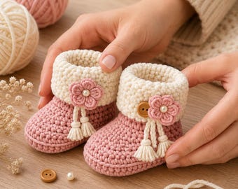 Easy Crochet Baby Booties Pattern for Beginners, Step-by-Step Baby Shoes Tutorial, Newborn 0-4 Months