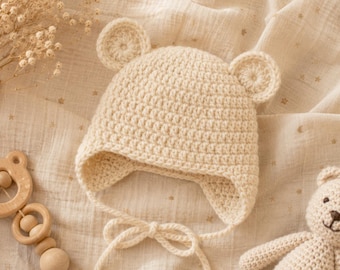 60-Minute Crochet Baby Bear Hat Pattern - Easy Teddy Animal Hat PDF, Beginner Friendly, Newborn to Toddler