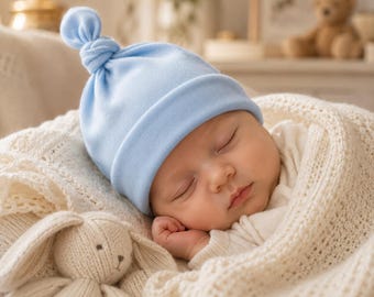 Baby Topknot Hat Knitting Pattern - Beginner-Friendly Beanie PDF, Newborn to Toddler Sizes, Instant Download
