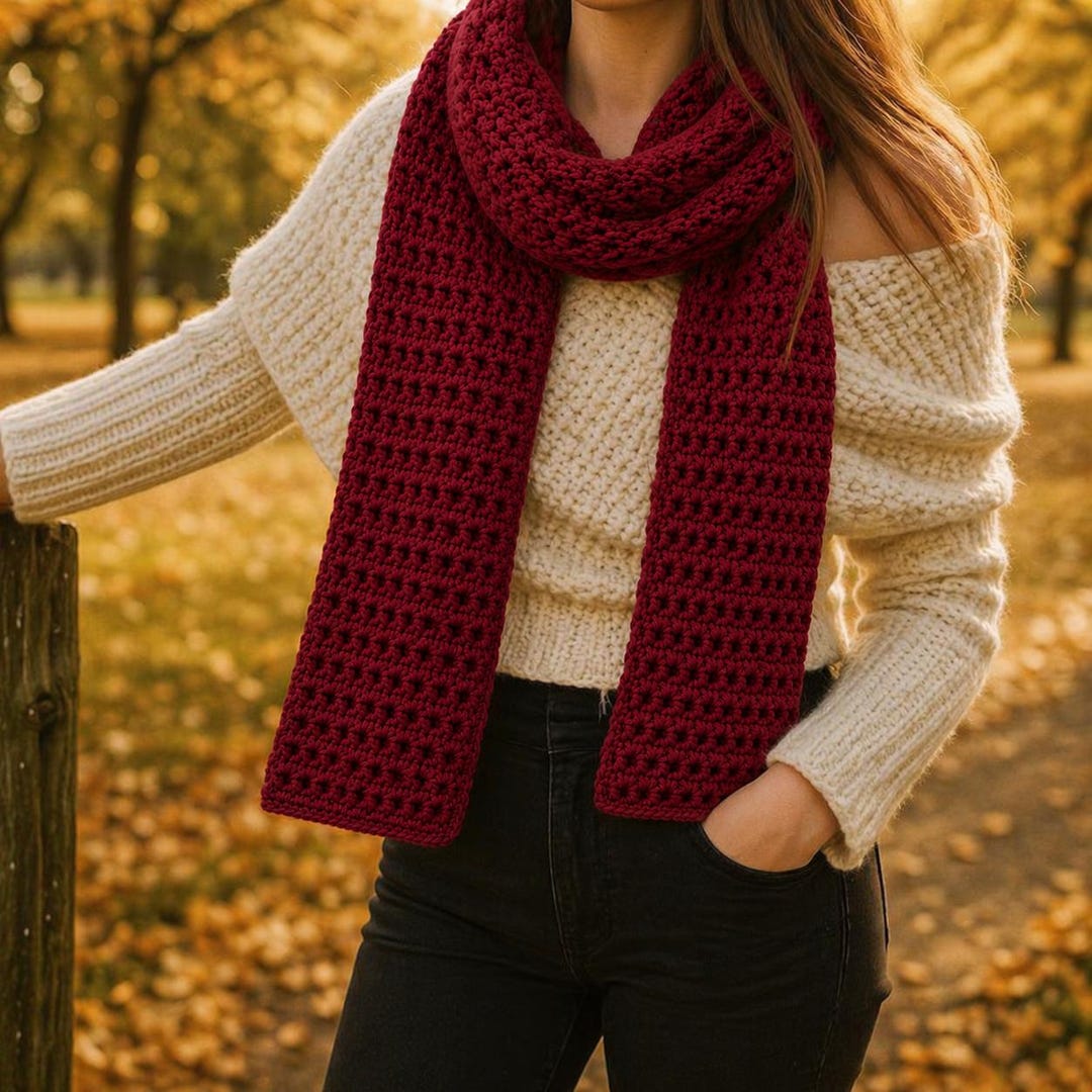 Crochet Scarf Pattern PDF, Beginner Crochet Scarf Tutorial, Easy Winter ...
