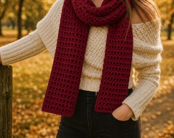 Crochet Scarf Pattern PDF, Beginner Crochet Scarf Tutorial, Easy Winter Scarf Pattern, Digital Download