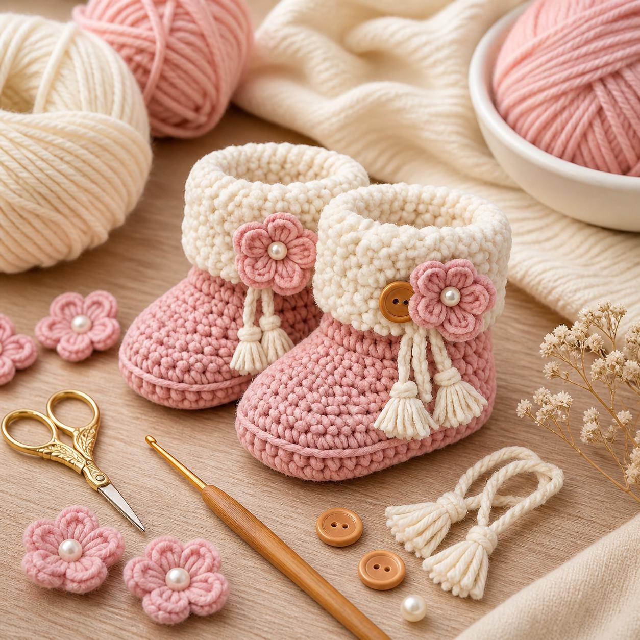 Easy Crochet Baby Booties Pattern for Beginners, Step-by-step Baby ...
