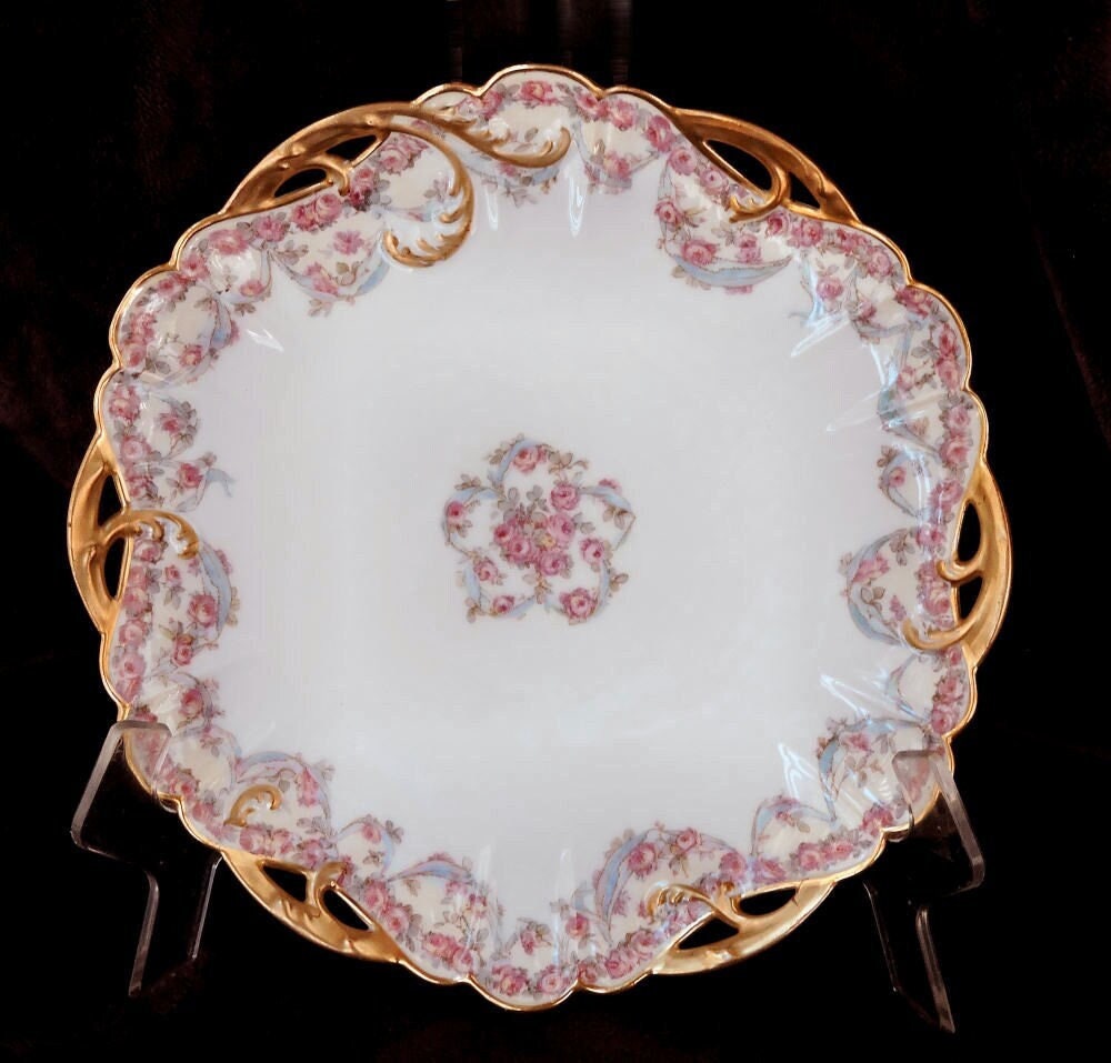 Haviland Limoges Pink Roses and Blue Ribbon - Etsy Haviland Limoges Pink Roses and Blue Ribbon - Etsy