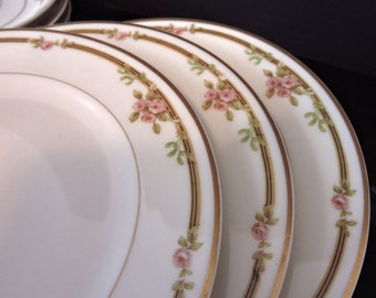 Haviland Limoges Plates 12 Luncheon Plates Pink Roses Gold Trim Schleiger625 Salad Plates