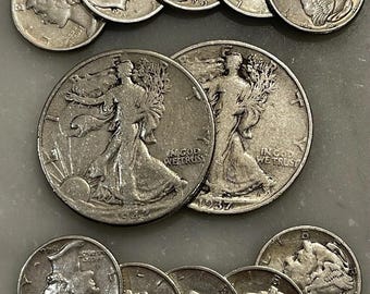 Walking Liberty Half Dollars Mercury Dimes 90% Silver Coin lot