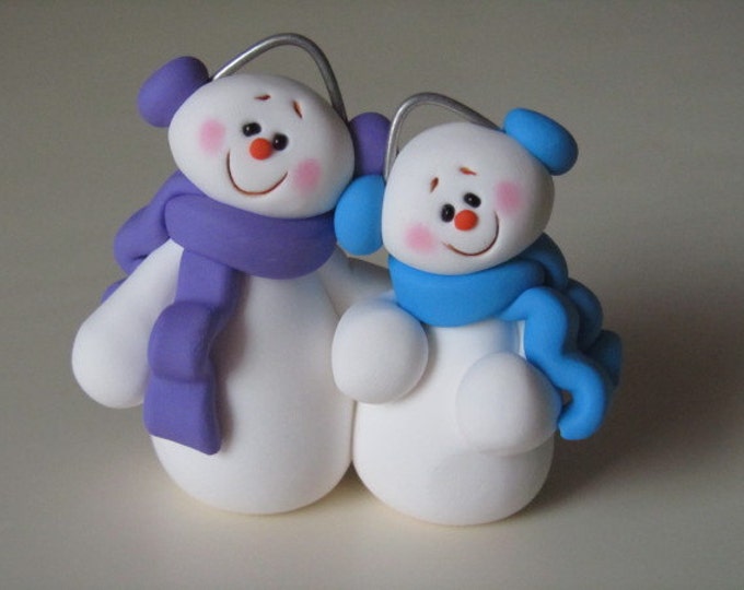 Polymer Clay Snowman Couple Figurine Etsy