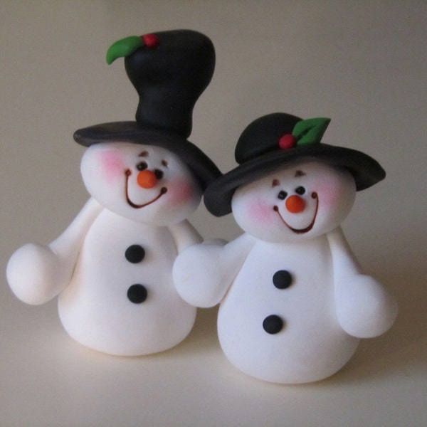 Polymer Clay Christmas Snowman Couple