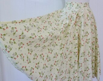 50's Atomic Novelty Print Skirt Girls Playing Jacks Bows Cotton Full Skirt S