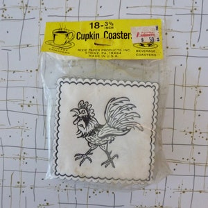 50's Rooster Coasters Cupkin Paper Set of 18 Cocktail Party Coffee Beverage image 1