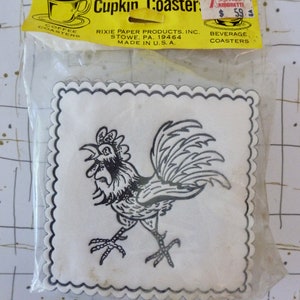 50's Rooster Coasters Cupkin Paper Set of 18 Cocktail Party Coffee Beverage image 2