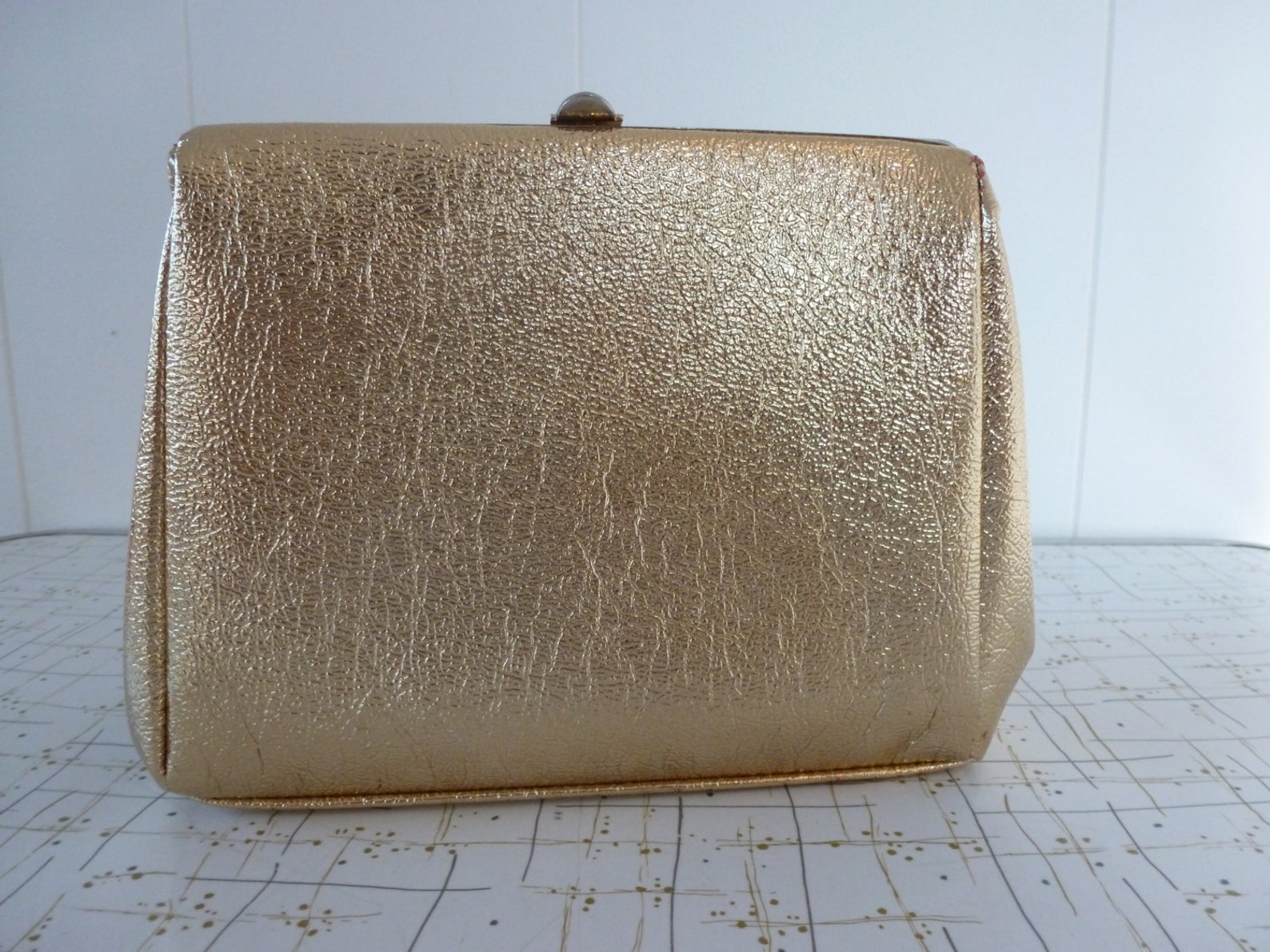 50's Gold Box Purse Metallic Chain Strap Evening Handbag - Etsy