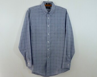 Vintage Blauw Shirt Mannen XL Button Down Christian Dior Blauw gekleurd shirt Gestreept kantoor formele lange mouwen jurk shirt Etsy Nederland