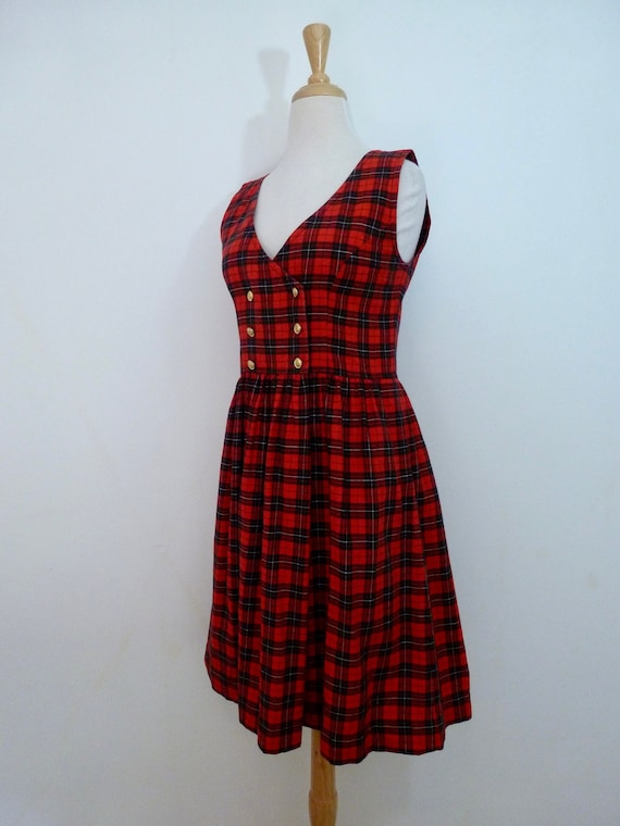 90s Preppy Plaid Flannel Dress Jumper 