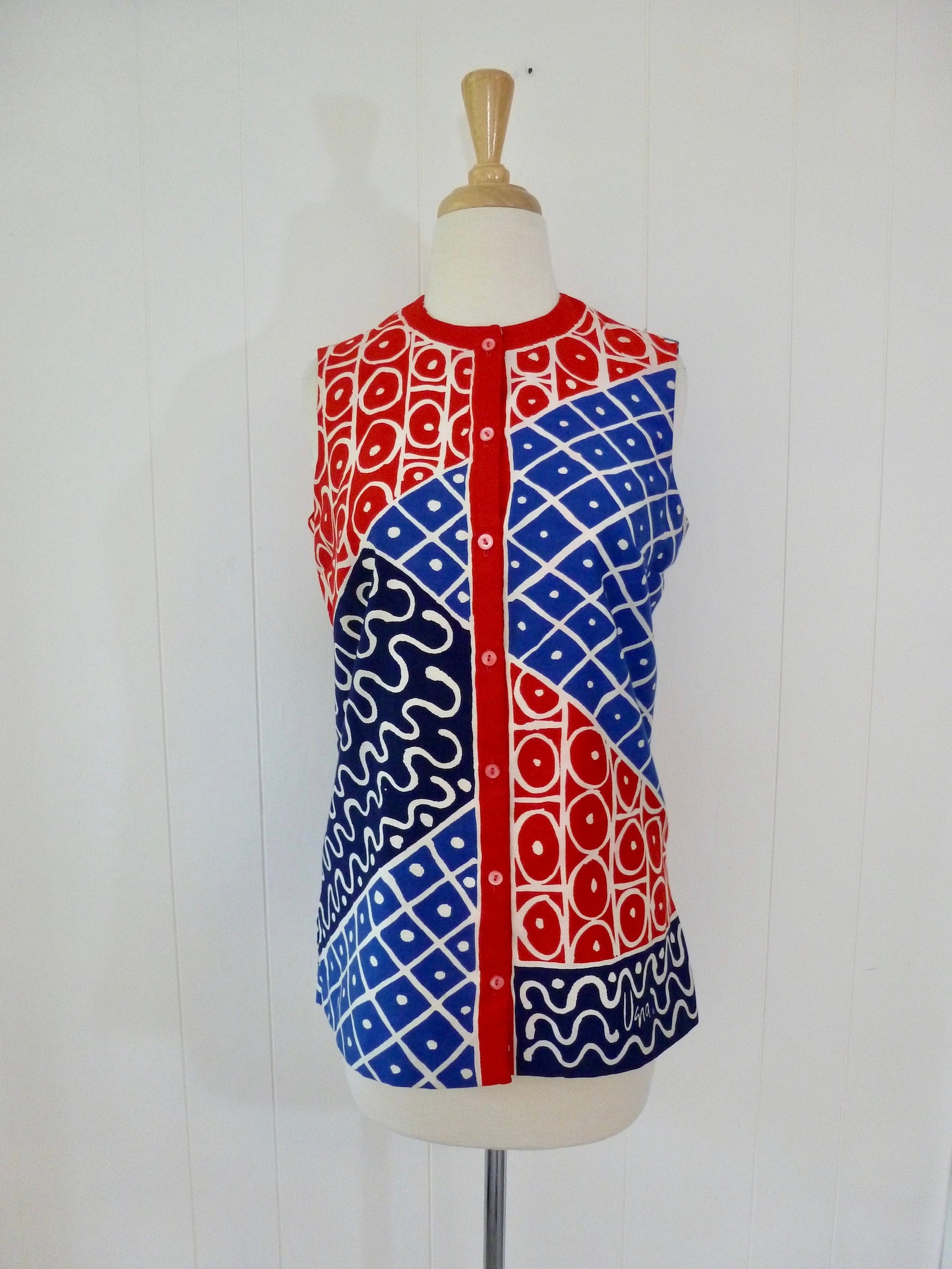 60's Vera Neumann Shirt Mod Abstract Grid Print Cotton - Etsy