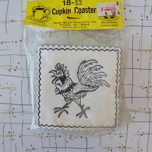 50's Rooster Coasters Cupkin Paper Set of 18 Cocktail Party Coffee Beverage image 4