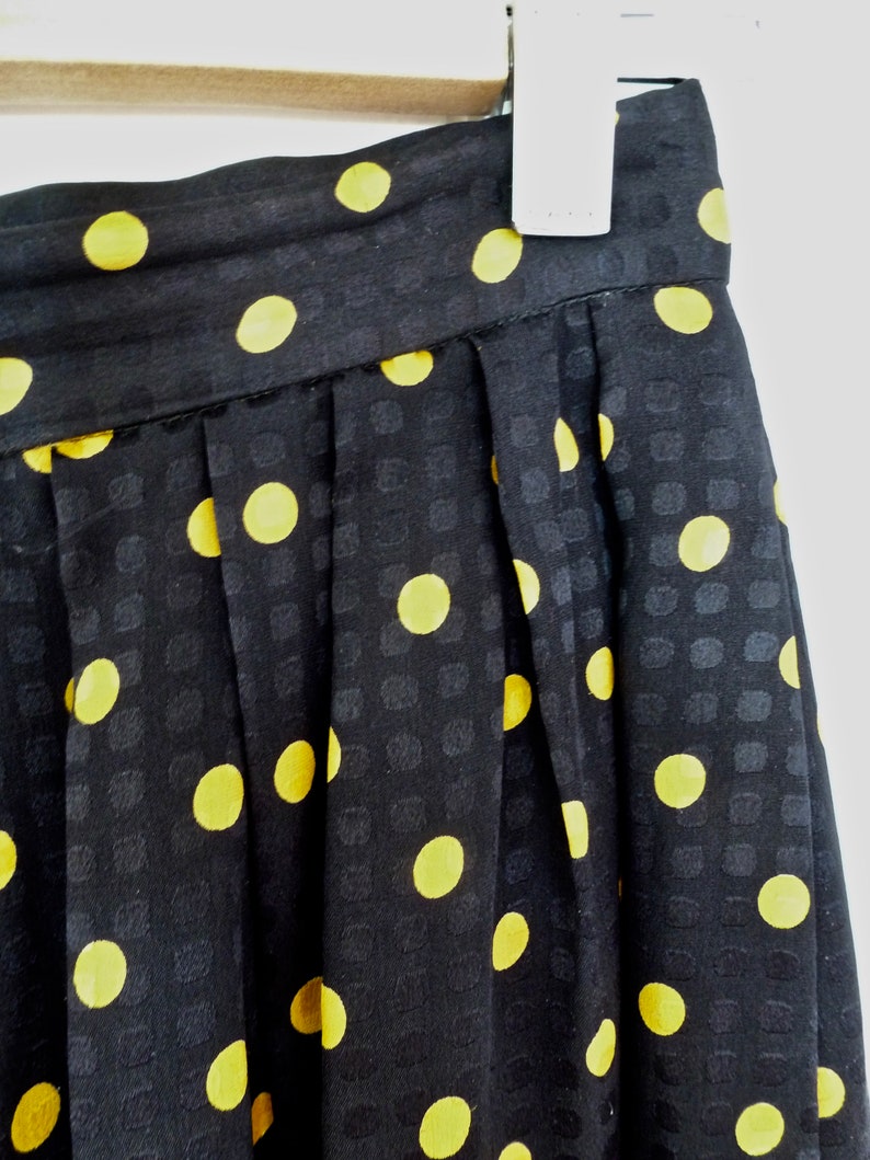 90/'s High Waisted Polka Dot Shorts Wide Leg Grunge Minimalist Silk Dotted Flowing Culottes Skirt Skort S