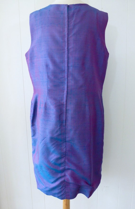 60's Cocktail Dress Plus Size Iridescent Blue Pur… - image 5