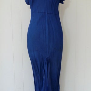 30's Chacha Ruffle Dress Art Deco Navy White Polka Dot Full Length Bias Cut Gown Dress and Slip Two Piece XS S image 10