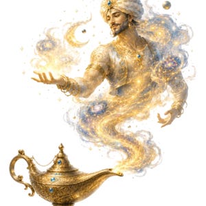 Wunschgeist PNG, Magische Lampe Clipart, Himmlische Fantasie Digitaler Download, Transparentes Sublimationsdesign
