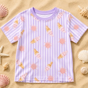 Pastel Ice Cream & Seashell Seamless Pattern PNG | Summer Beach Digital Paper | Coastal Scrapbook Background | 5000x5000 Transparent PNG