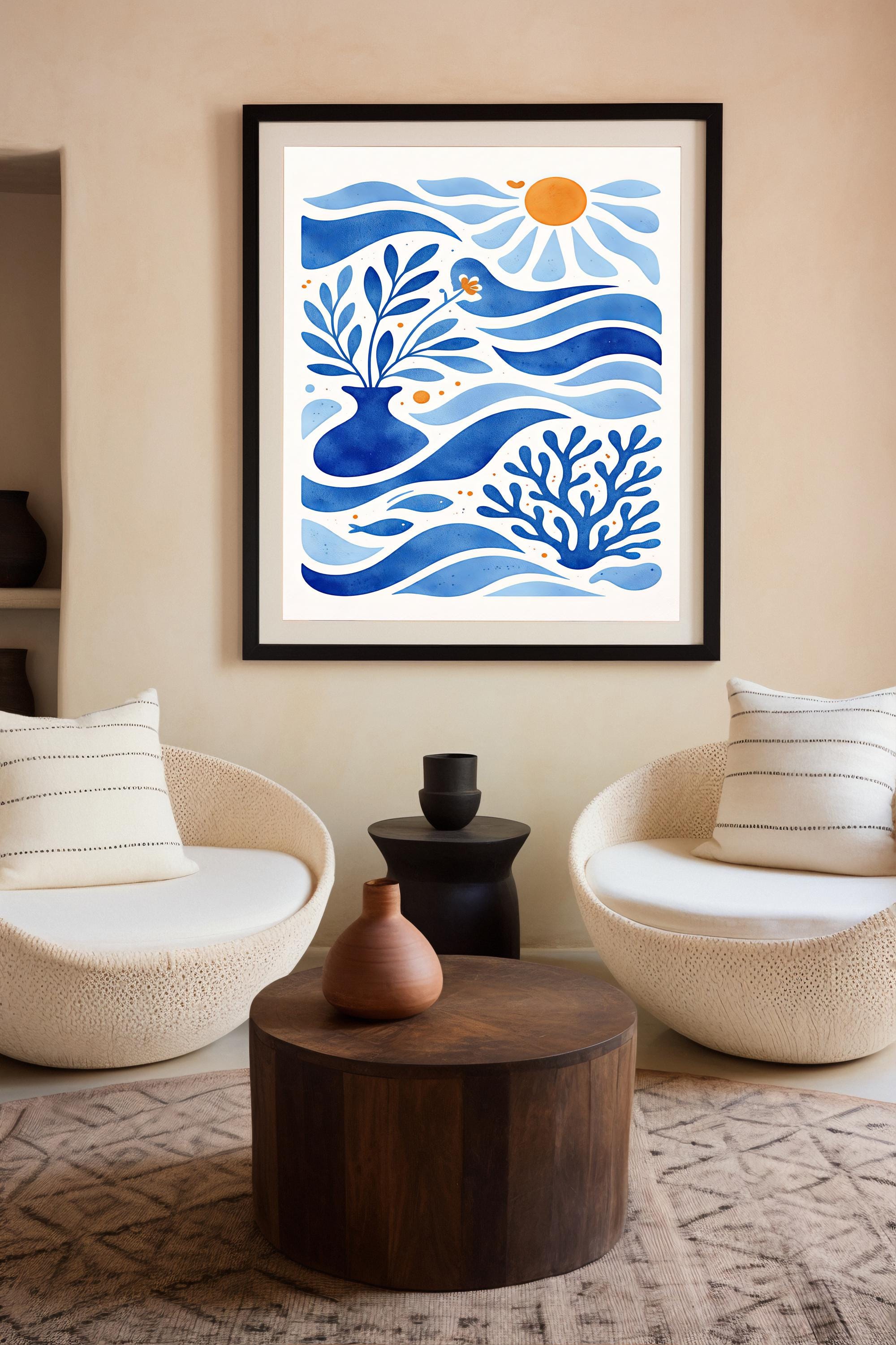 OECECR Lot de 2 décorations murales en bois à suspendre en bois pour la maison, le lac, l'océan, la salle de bain - Rose et bleu