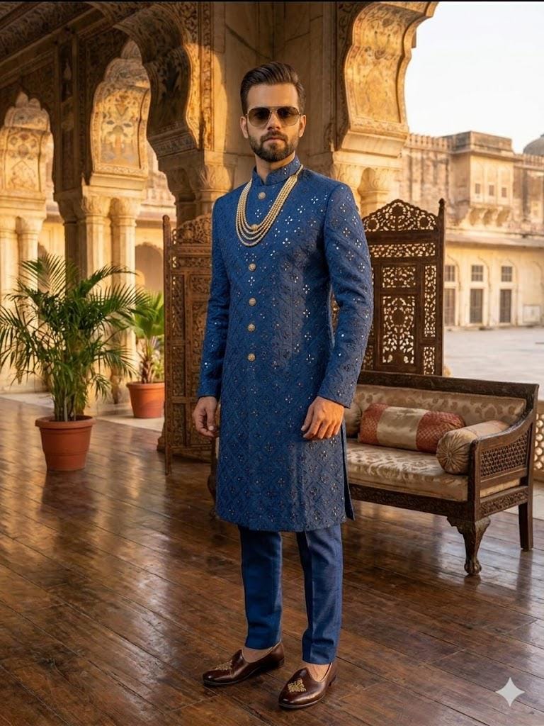 Blue Indo Western - Etsy Blue Indo Western - Etsy