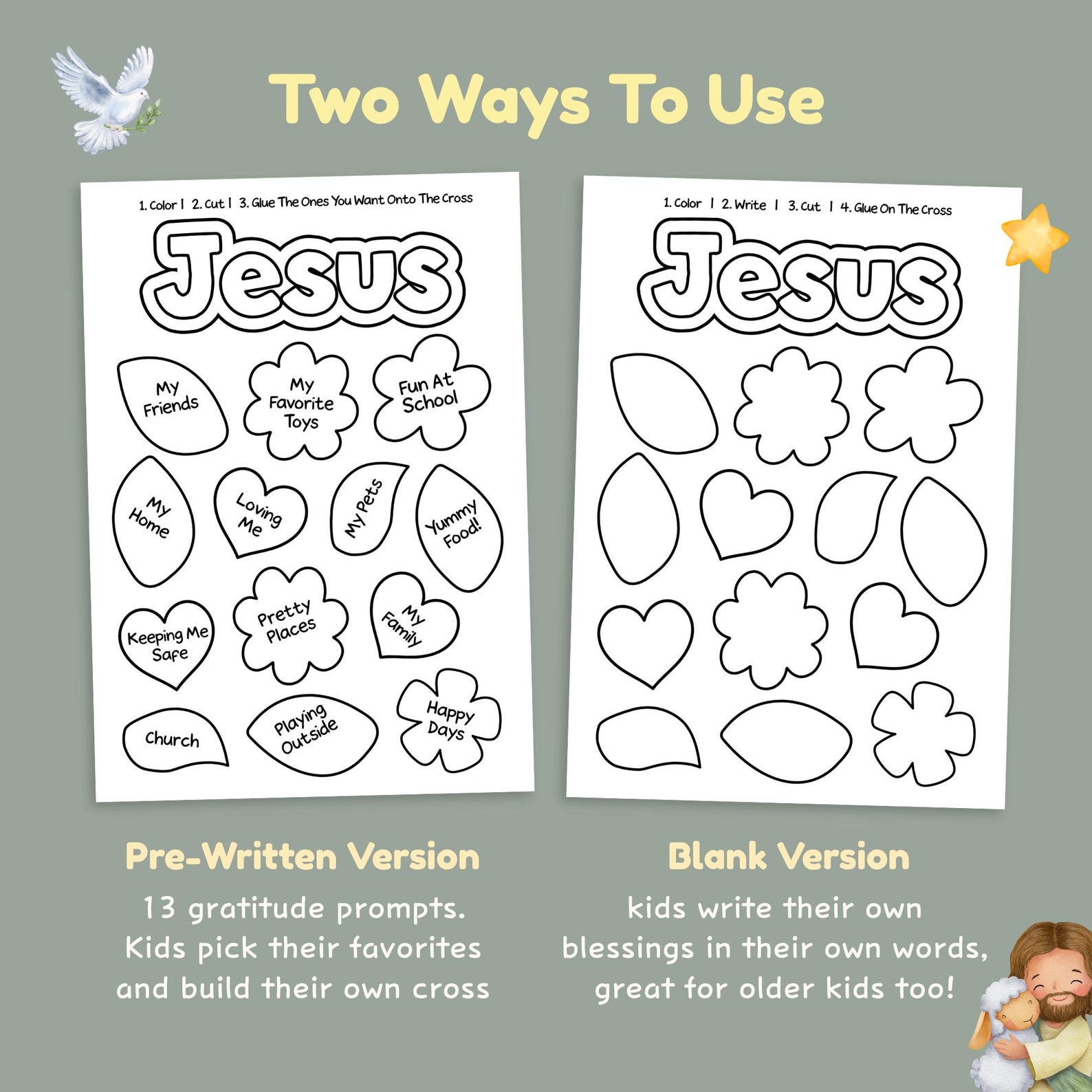 Thank You Jesus Craft, Christian Gratitude Activity for Kids, Printable