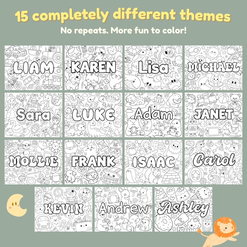 Custom Name Coloring Pages, Editable Kids Printable Canva Template ...