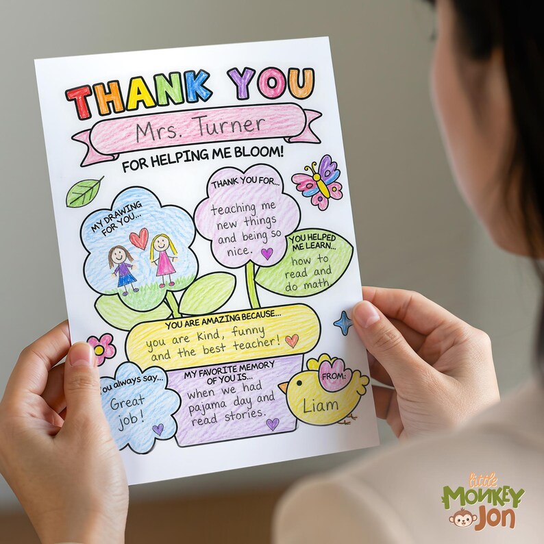 Thank You Teacher Coloring Page, End of Year Teacher Card, Teacher ...