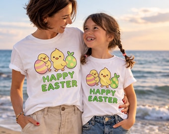 Magliette di Pasqua abbinate per tutta la famiglia – Maglietta di Pasqua per mamma e figlio/a – Simpatica maglietta con grafica di Pasqua – Completo mamma e figlio/a – Abbinamento di Pasqua per tutta la famiglia