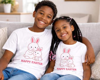 Magliette di Pasqua abbinate per tutta la famiglia – Maglietta di Pasqua per mamma e figlio/a – Simpatica maglietta con grafica di Pasqua – Completo mamma e figlio/a – Abbinamento di Pasqua per tutta la famiglia