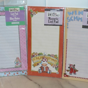 Colorblok Mary Englebreit Magnetic List Pad Lot ~ 80 Sheets ~ New Old Stock ~ Winter Christmas Spring