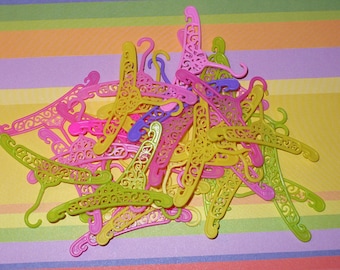 Vintage Barbie Doll  ~ 32pc 1970's FILAGREE Closet Clothing Hangers ~ Pink Green Yellow ~ Superstar Era
