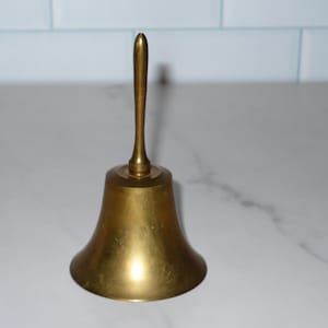 Vintage Brass Small Hand BELL ~ Brass Service Bell ~ Christmas Bell Farmhouse Decor
