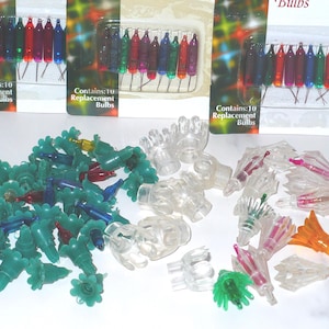 Vintage CHRISTMAS Multi Color String LIGHT COVERS Reflectors Flowers Stars Pink Colors Lot Crafts Repurpose Art ~ Replacement Bulbs