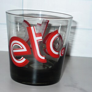 Vintage Federal Glass Pop Art Bar Glass Rocks Glass Smokey ETC etc. Red MCM Mid Century Modern Barware Hard to Find Replacement
