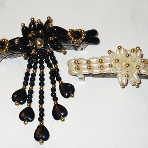 VINTAGE 1980s HAIR BARRETTE MARY B SOLANA BEACH CALIFORNIA COYOTE CACTUS BEADED 80s Beaded Barrette - Etsy main image 2