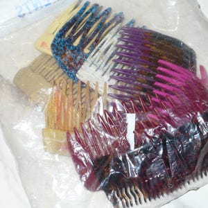 Vintage 1980&#39;s Made in France Plastic Hair Combs ~ 12pc Never Used Hair Accessories ~ Bag of Hair Combs Ornaments ~ #3