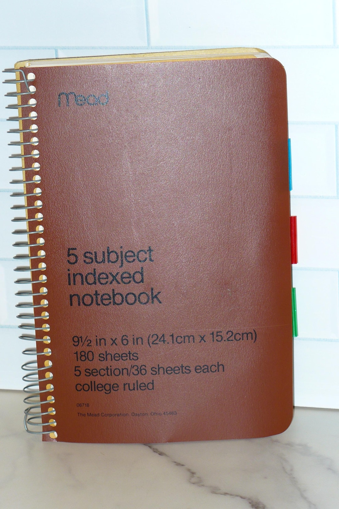 Vintage 1970's 1980's Mead Brown Plastic Cover 5 Subject Notebook 9.5 ...