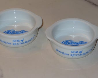 Vintage Columbia Gem of Spanish Restaurants Mini Butter Sauce Dish Pot ~ 2pc