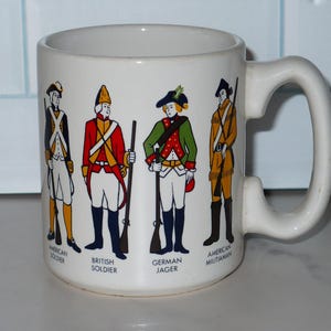 Vintage Pfaltzgraff Military Colonial Soldiers Coffee Cup Mug ~ Rare Revolutionary War Coffee Cup ~ Minutemen