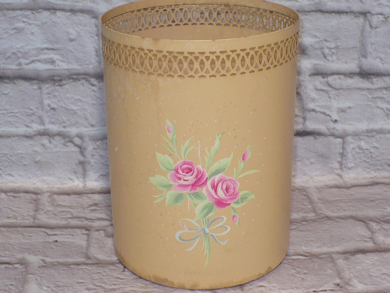Rachel Ashwell Simply Shabby Chic Trash Can Pink Roses Cottage Etsy