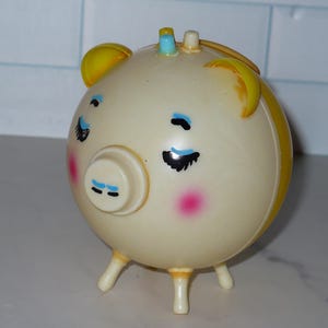 Baby World 1960&#39;s Deluxe Yellow PIGGY COIN BANK ~ Vintage Baby Shower Gift ~ Coin Bank